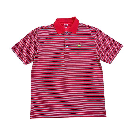 Masters Performance Tech Golf Polo Short Sleeve Red Men's Size Medium Stripe - Picture 1 of 7